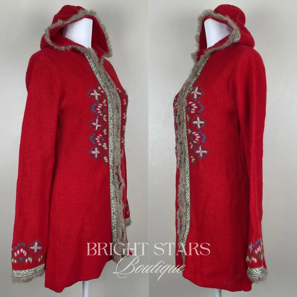 Rare Vintage Hooded Cardigan ASO Willow Rosenberg BtVS Red Embroidered Knit - Picture 7 of 14